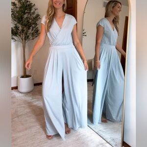 Halara tall flowy waffle casual jumpsuit Elegant Light Blue Jumpsuit